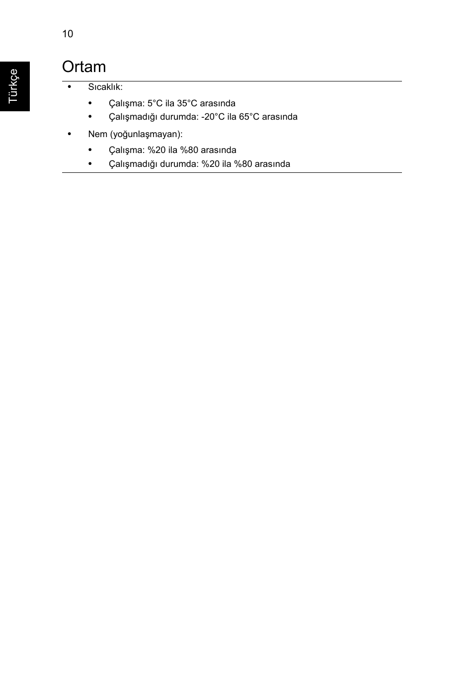 Ortam | Acer AO722 User Manual | Page 234 / 294