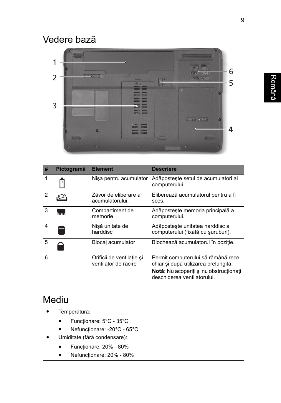 Vedere bază, Mediu, Vedere bază mediu | Acer Aspire 5734Z User Manual | Page 193 / 314
