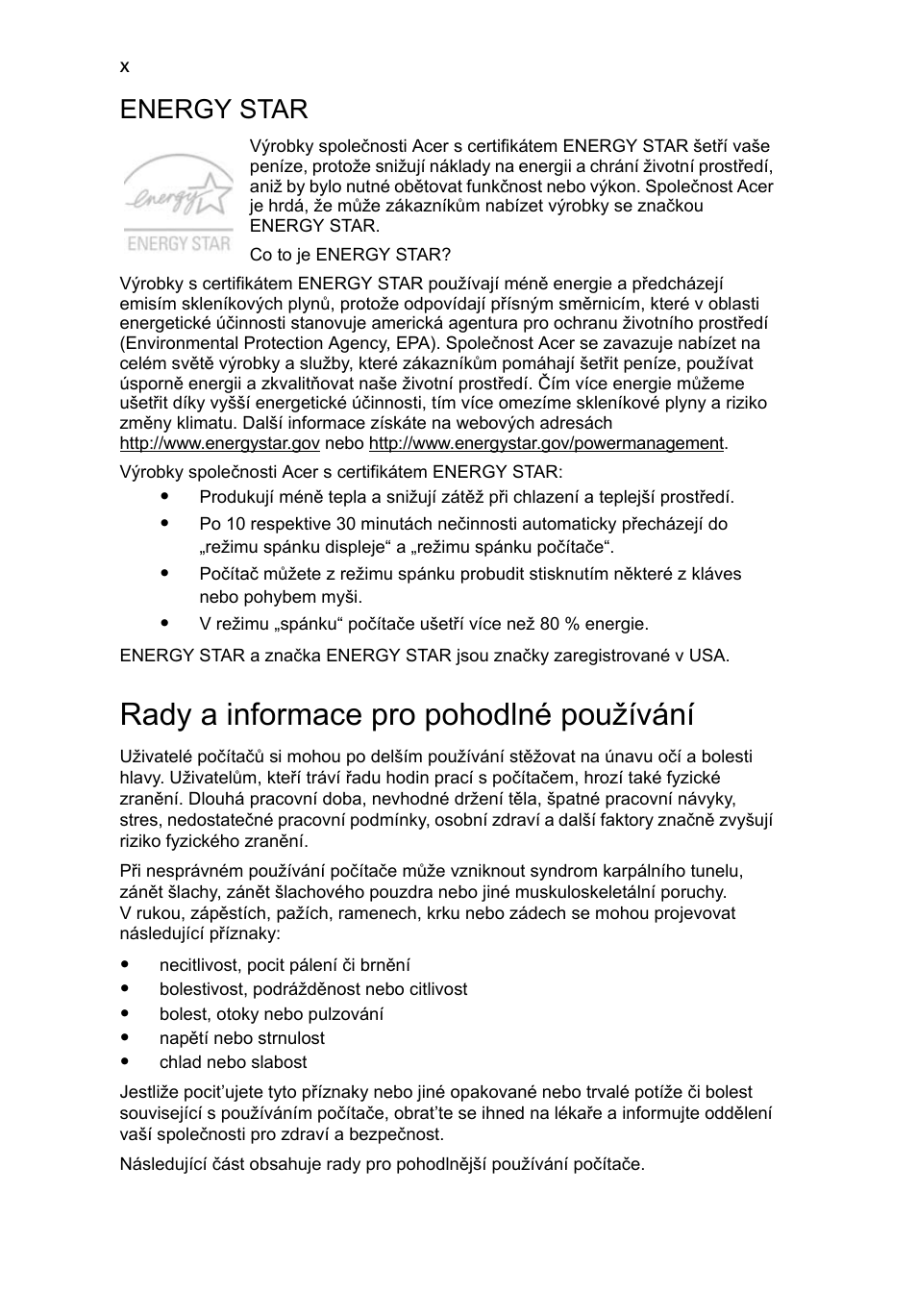 Rady a informace pro pohodlné používání, Energy star | Acer Aspire 5741ZG User Manual | Page 1084 / 2345