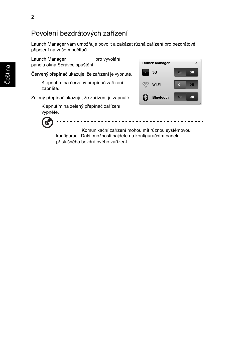 Povolení bezdrátových zařízení | Acer Aspire 5741ZG User Manual | Page 1096 / 2345