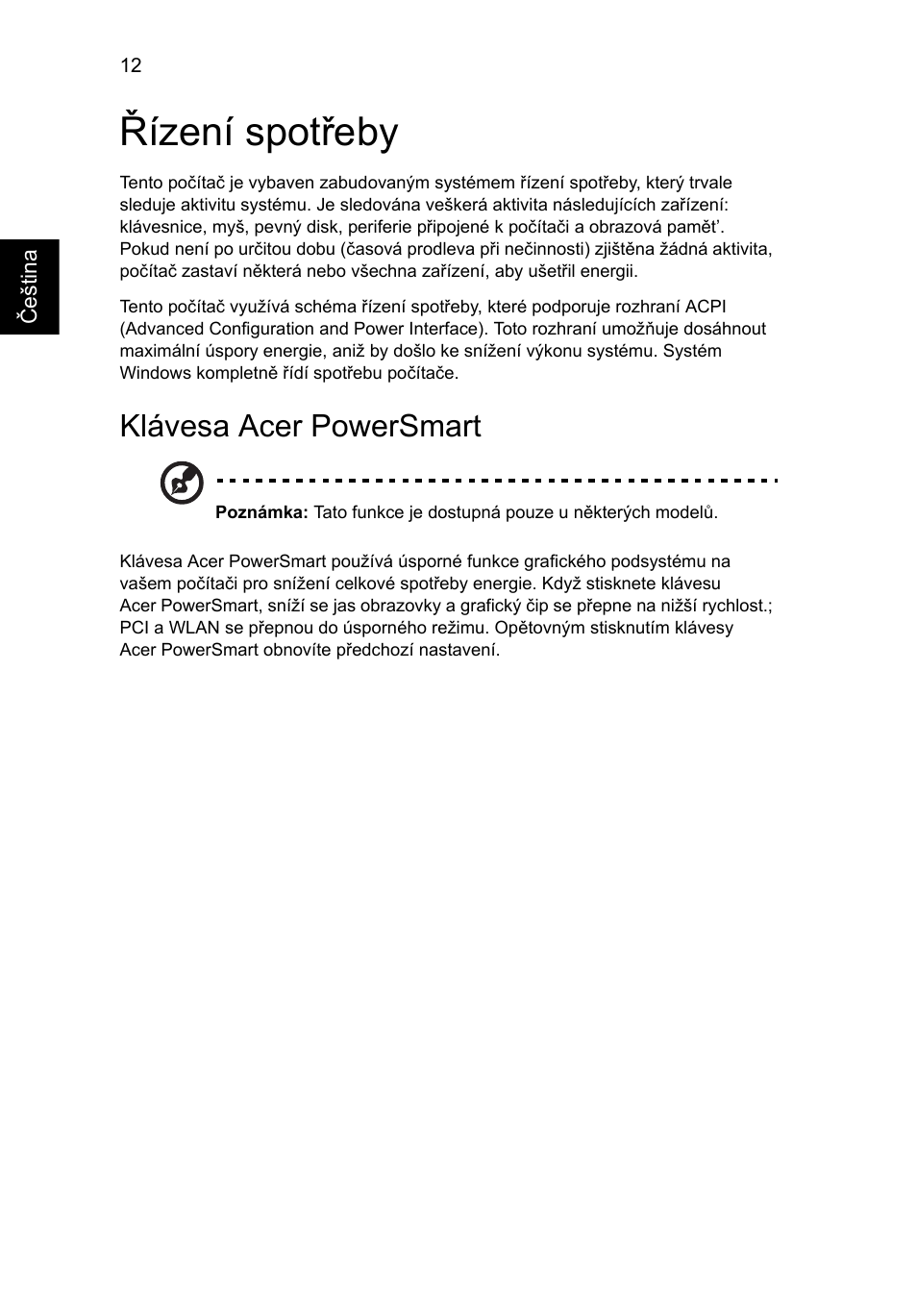 Řízení spotřeby, Klávesa acer powersmart | Acer Aspire 5741ZG User Manual | Page 1106 / 2345