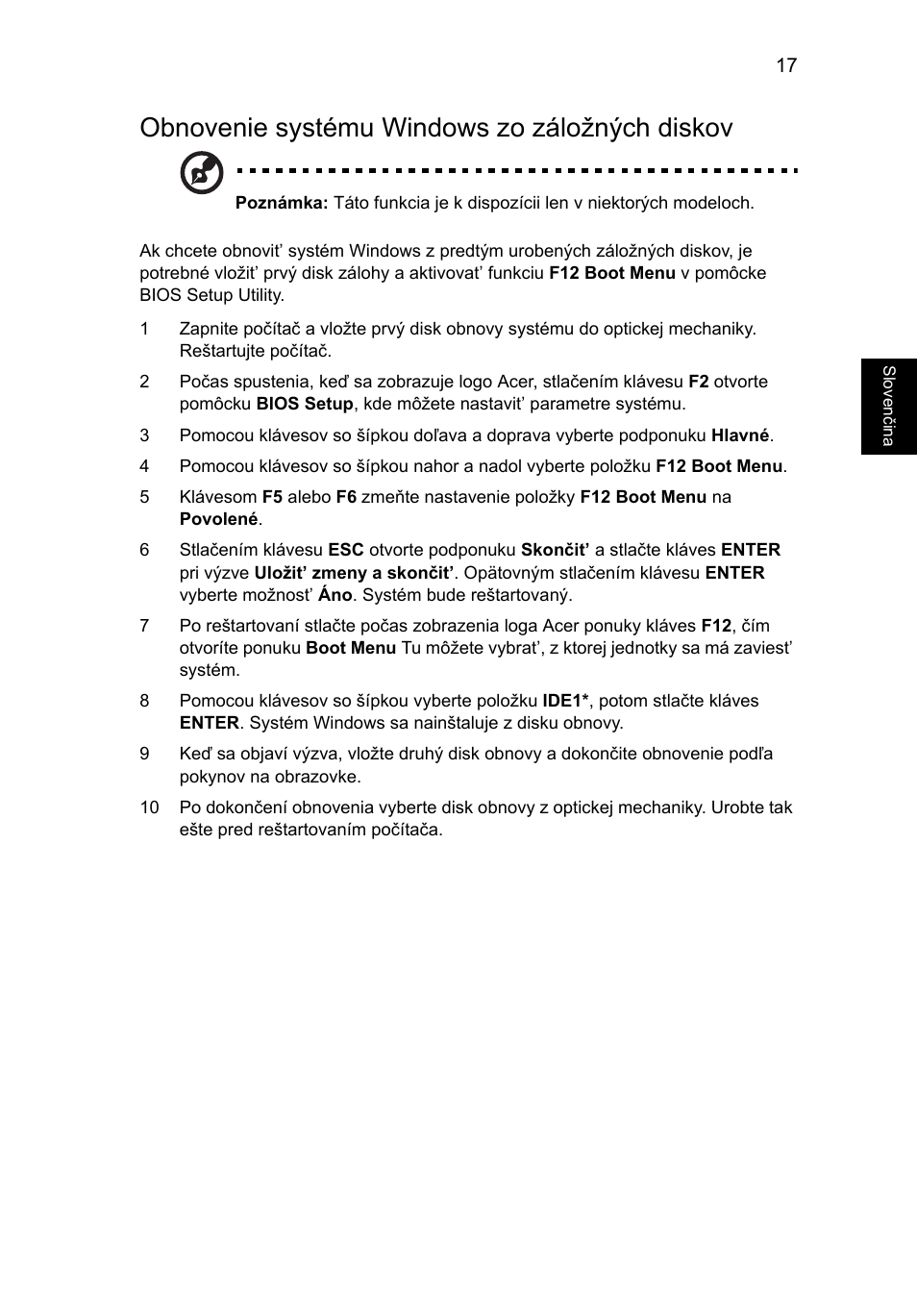 Obnovenie systému windows zo záložných diskov | Acer Aspire 5741ZG User Manual | Page 1185 / 2345