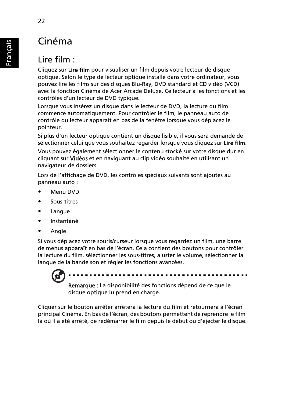 Cinéma, Lire film | Acer Aspire 5741ZG User Manual | Page 120 / 2345