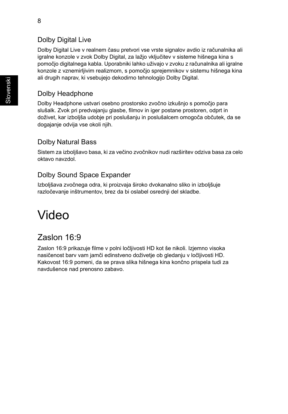Video, Zaslon 16:9 | Acer Aspire 5741ZG User Manual | Page 1250 / 2345