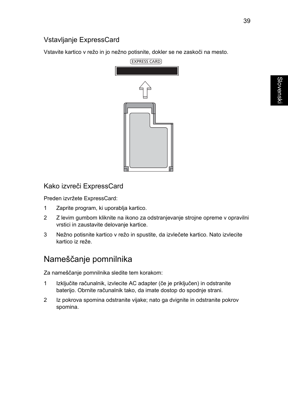 Nameščanje pomnilnika | Acer Aspire 5741ZG User Manual | Page 1281 / 2345