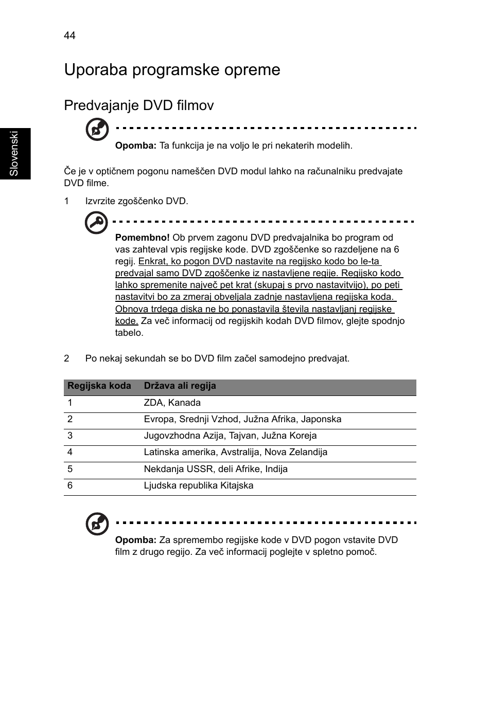 Uporaba programske opreme, Predvajanje dvd filmov | Acer Aspire 5741ZG User Manual | Page 1286 / 2345