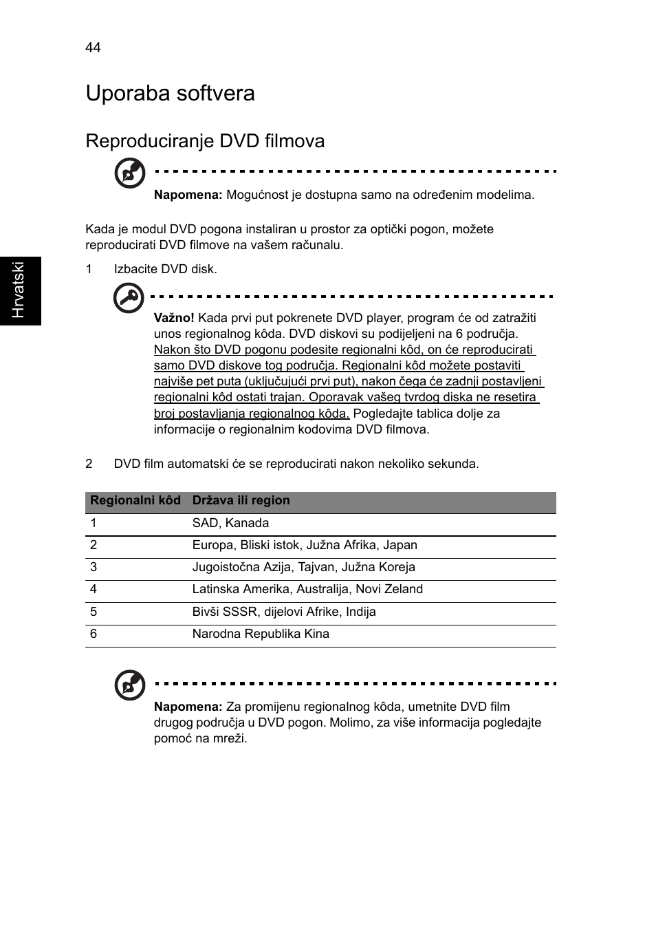 Uporaba softvera, Reproduciranje dvd filmova | Acer Aspire 5741ZG User Manual | Page 1360 / 2345