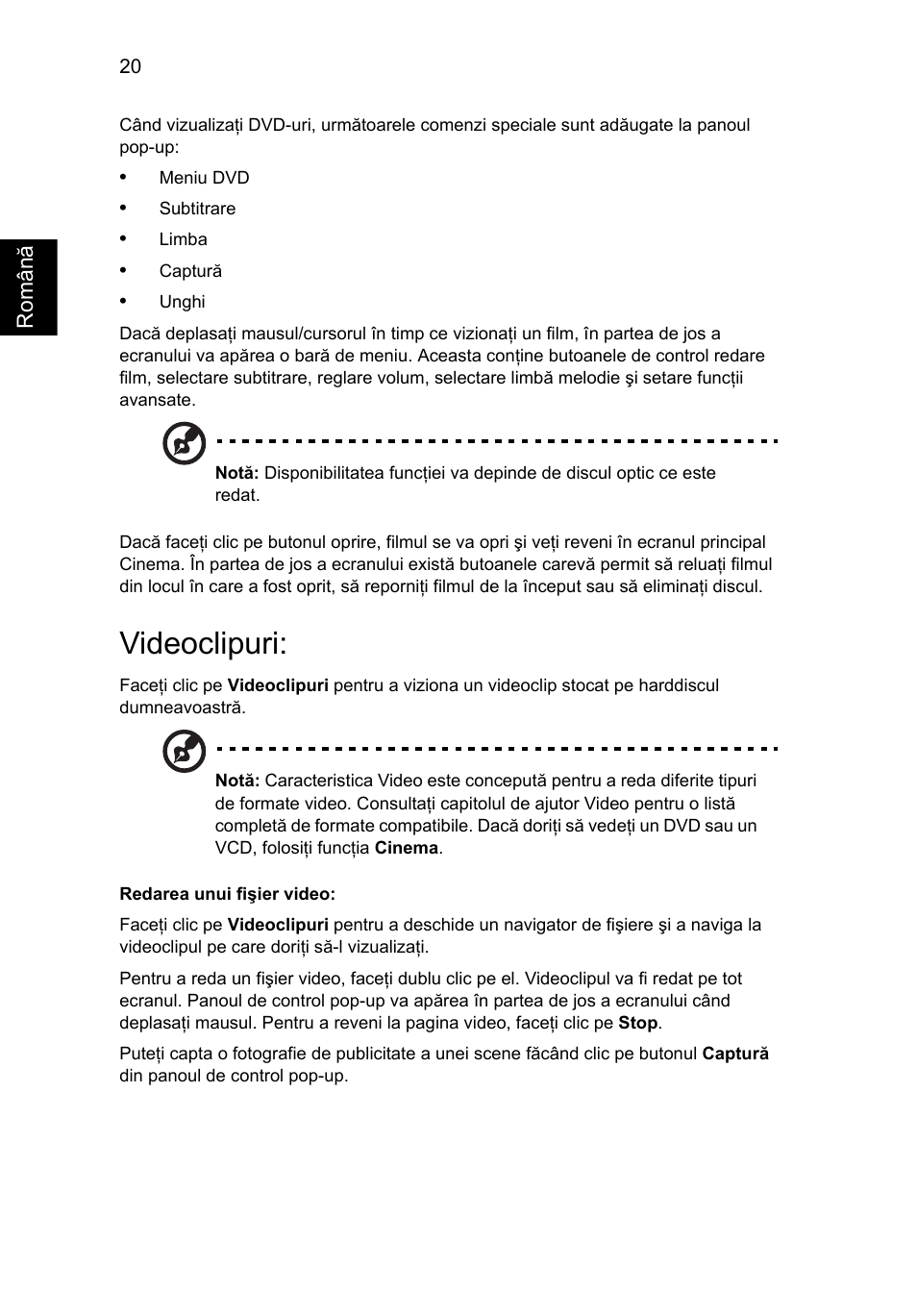 Videoclipuri, Redarea unui fişier video | Acer Aspire 5741ZG User Manual | Page 1412 / 2345