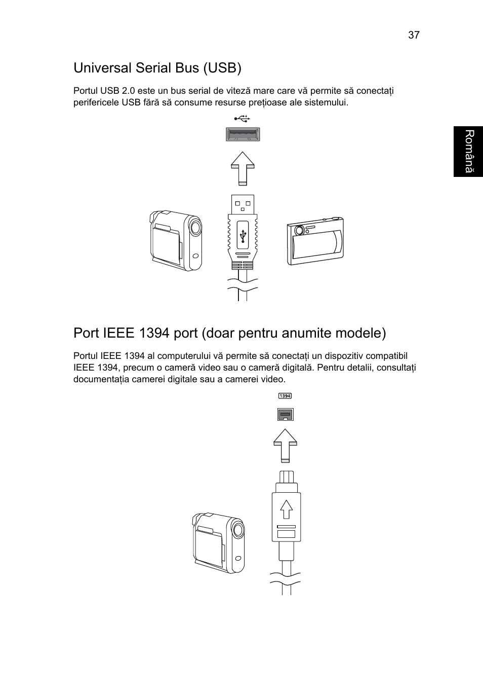 Universal serial bus (usb), Port ieee 1394 port (doar pentru anumite modele) | Acer Aspire 5741ZG User Manual | Page 1429 / 2345