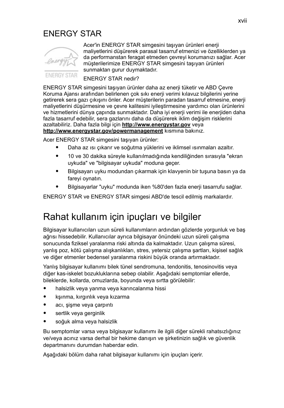 Rahat kullanım için ipuçları ve bilgiler, Energy star | Acer Aspire 5741ZG User Manual | Page 1845 / 2345