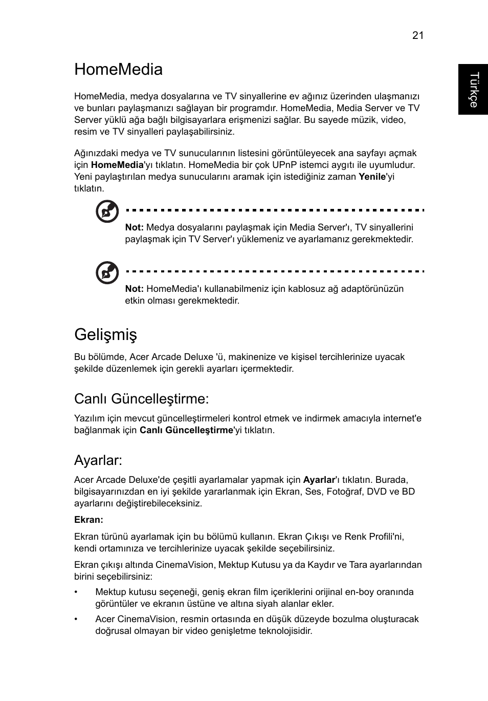 Homemedia, Gelişmiş, Canlı güncelleştirme | Ayarlar | Acer Aspire 5741ZG User Manual | Page 1875 / 2345