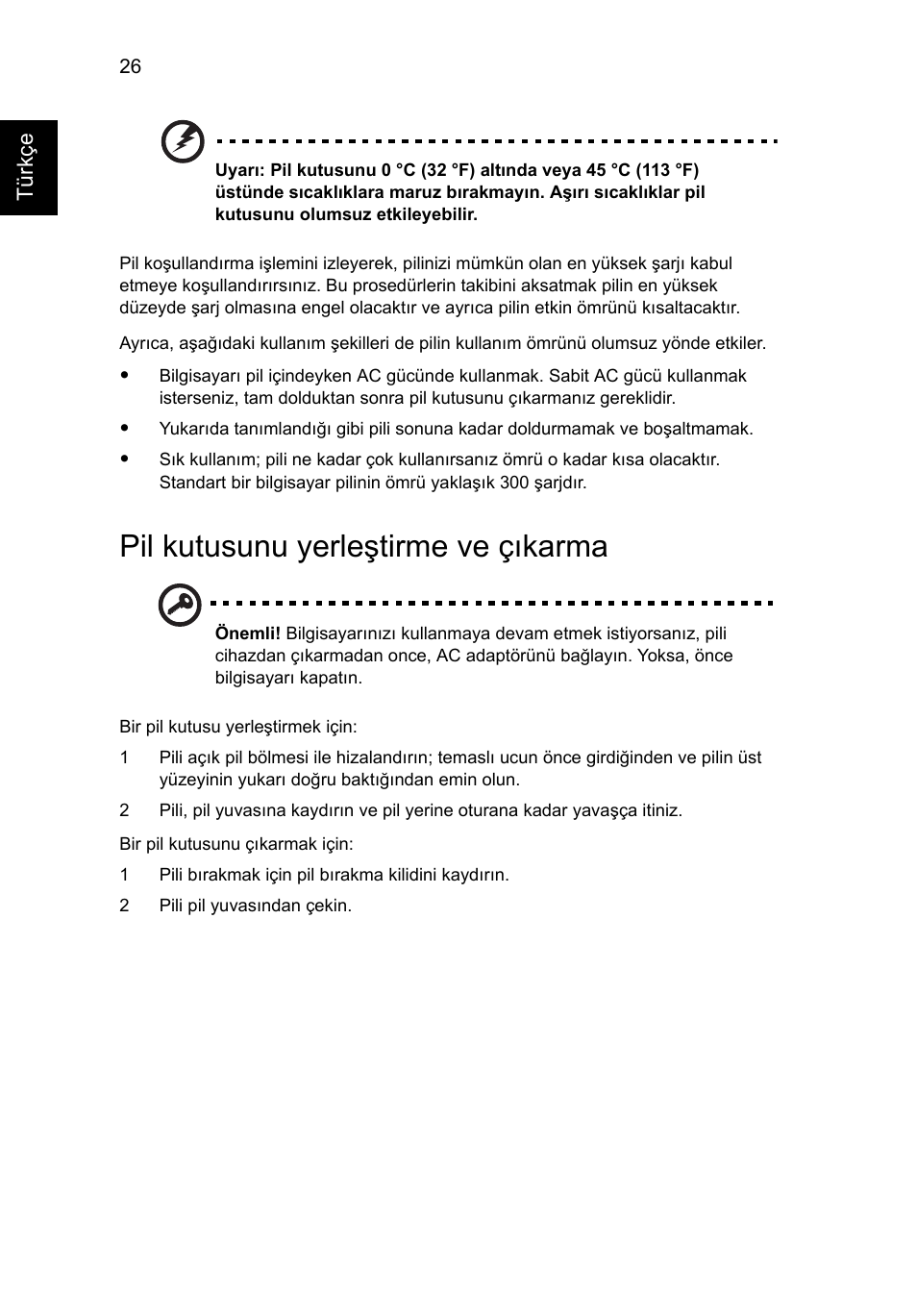 Pil kutusunu yerleştirme ve çıkarma | Acer Aspire 5741ZG User Manual | Page 1880 / 2345