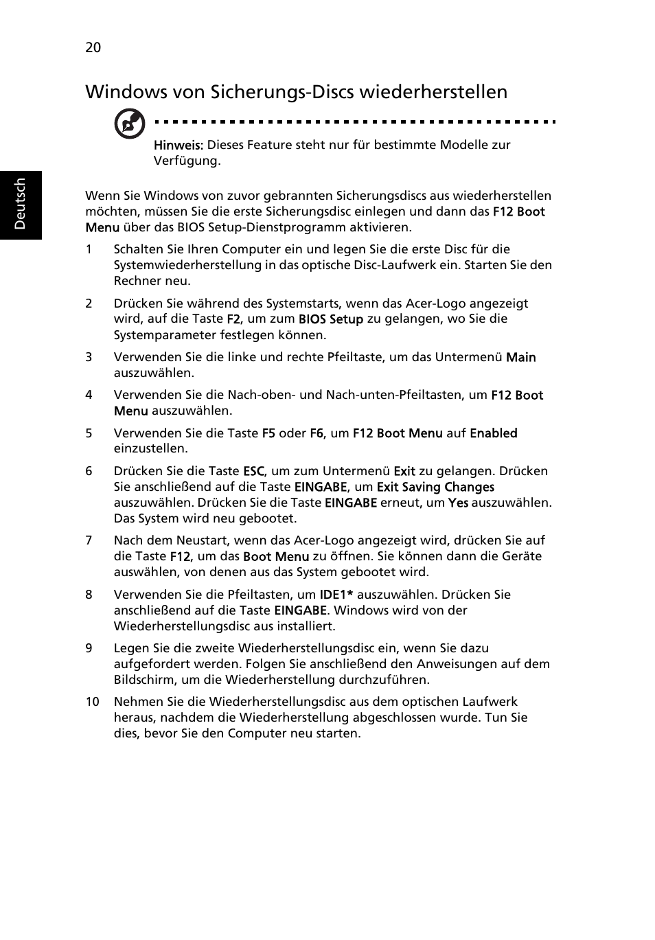 Windows von sicherungs-discs wiederherstellen | Acer Aspire 5741ZG User Manual | Page 198 / 2345