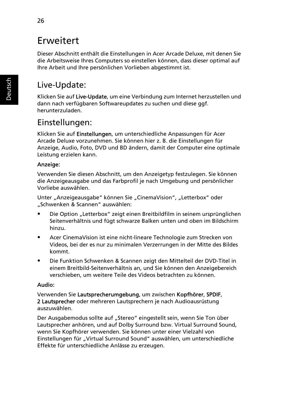 Erweitert, Live-update, Einstellungen | Acer Aspire 5741ZG User Manual | Page 204 / 2345