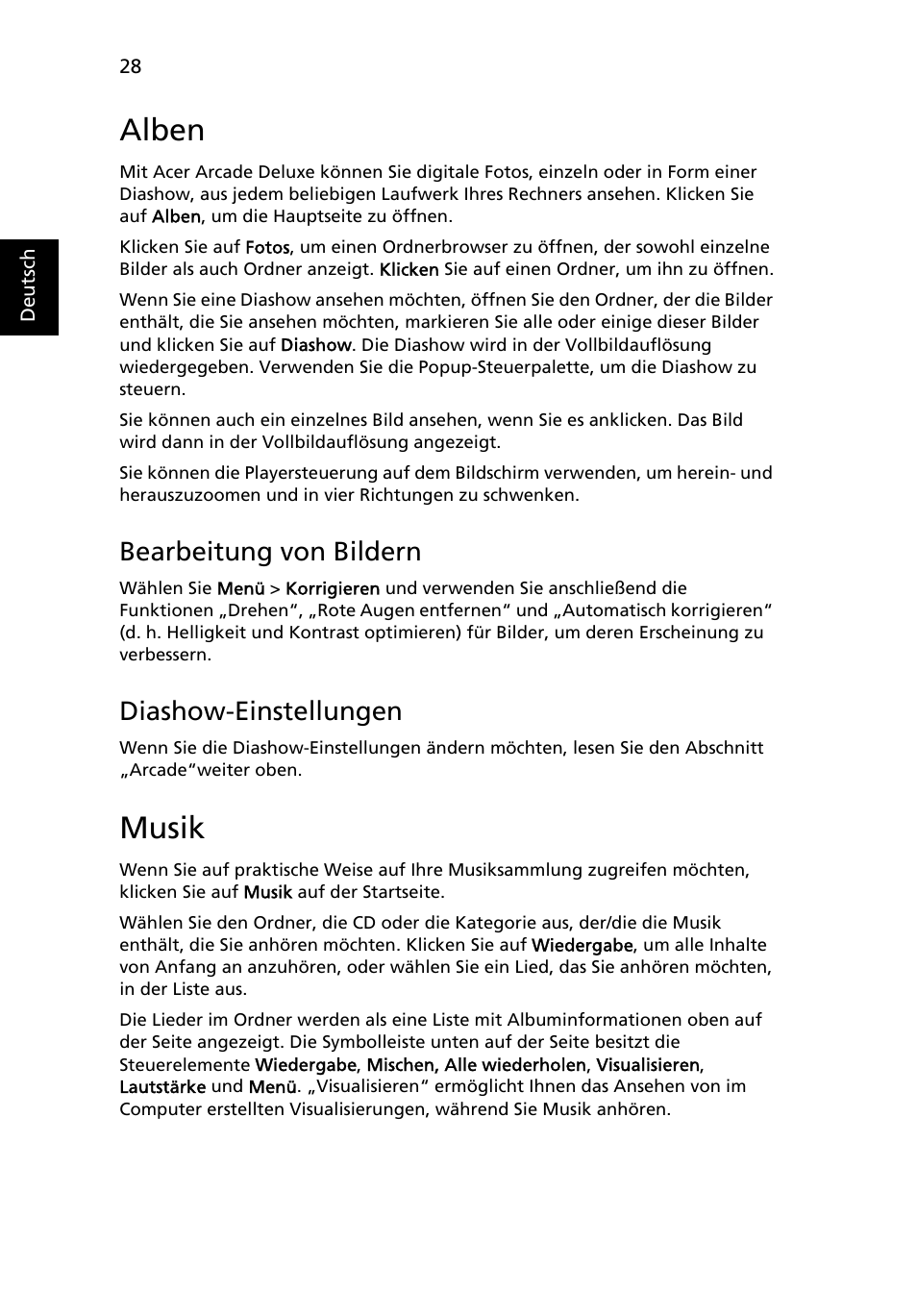 Alben, Musik, Bearbeitung von bildern | Diashow-einstellungen | Acer Aspire 5741ZG User Manual | Page 206 / 2345