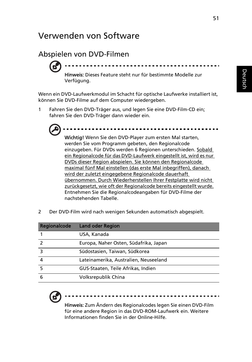Verwenden von software, Abspielen von dvd-filmen | Acer Aspire 5741ZG User Manual | Page 229 / 2345