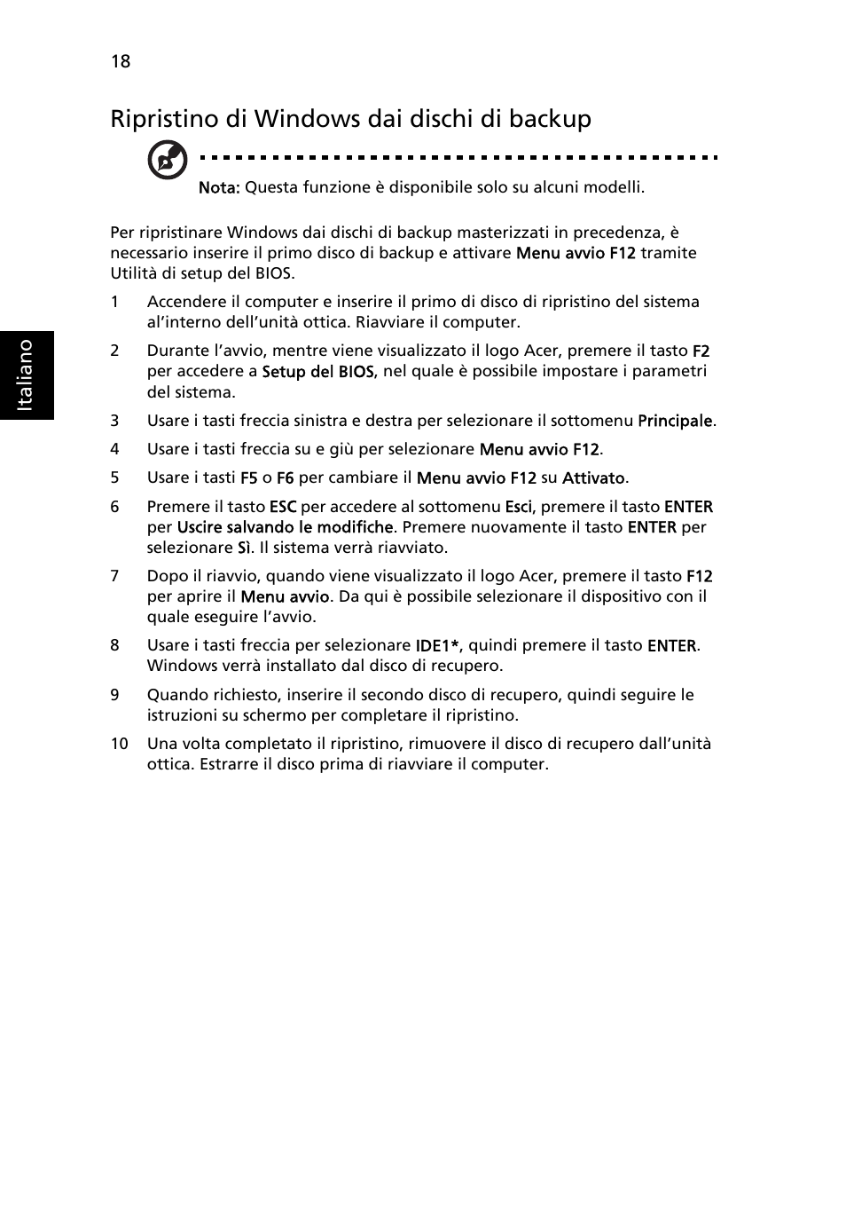 Ripristino di windows dai dischi di backup | Acer Aspire 5741ZG User Manual | Page 278 / 2345