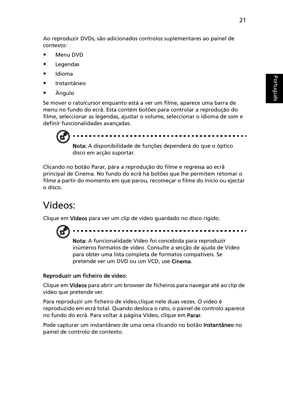 Vídeos, Reproduzir um ficheiro de vídeo | Acer Aspire 5741ZG User Manual | Page 433 / 2345