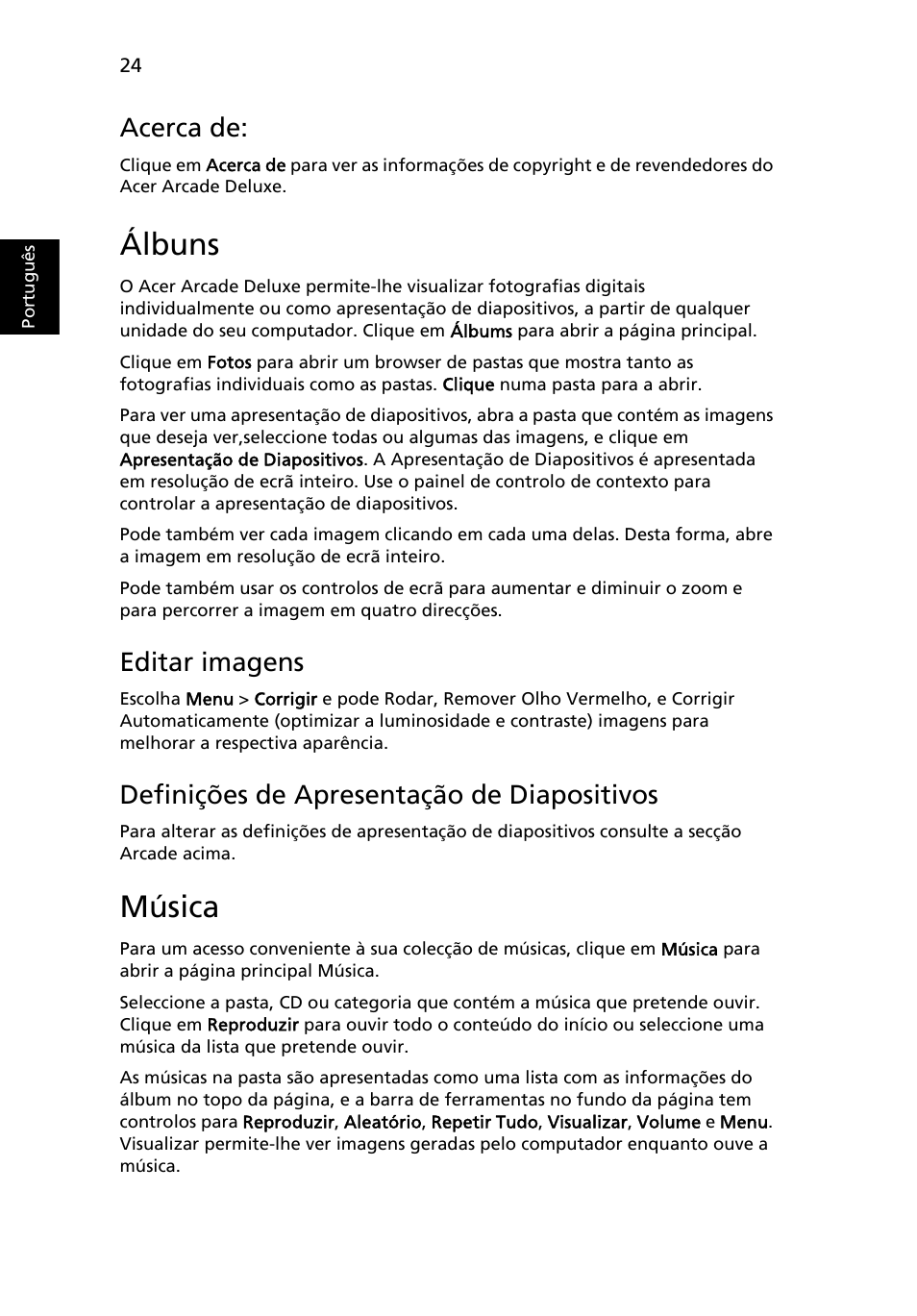 Álbuns, Música, Editar imagens | Definições de apresentação de diapositivos, Acerca de | Acer Aspire 5741ZG User Manual | Page 436 / 2345