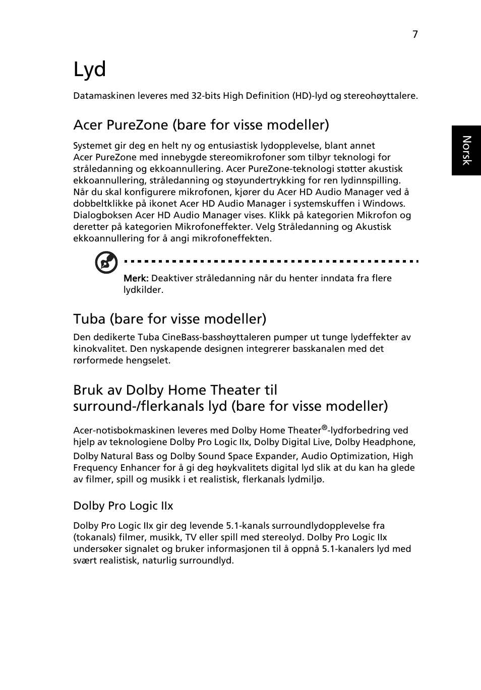 Acer purezone (bare for visse modeller), Tuba (bare for visse modeller) | Acer Aspire 5741ZG User Manual | Page 573 / 2345