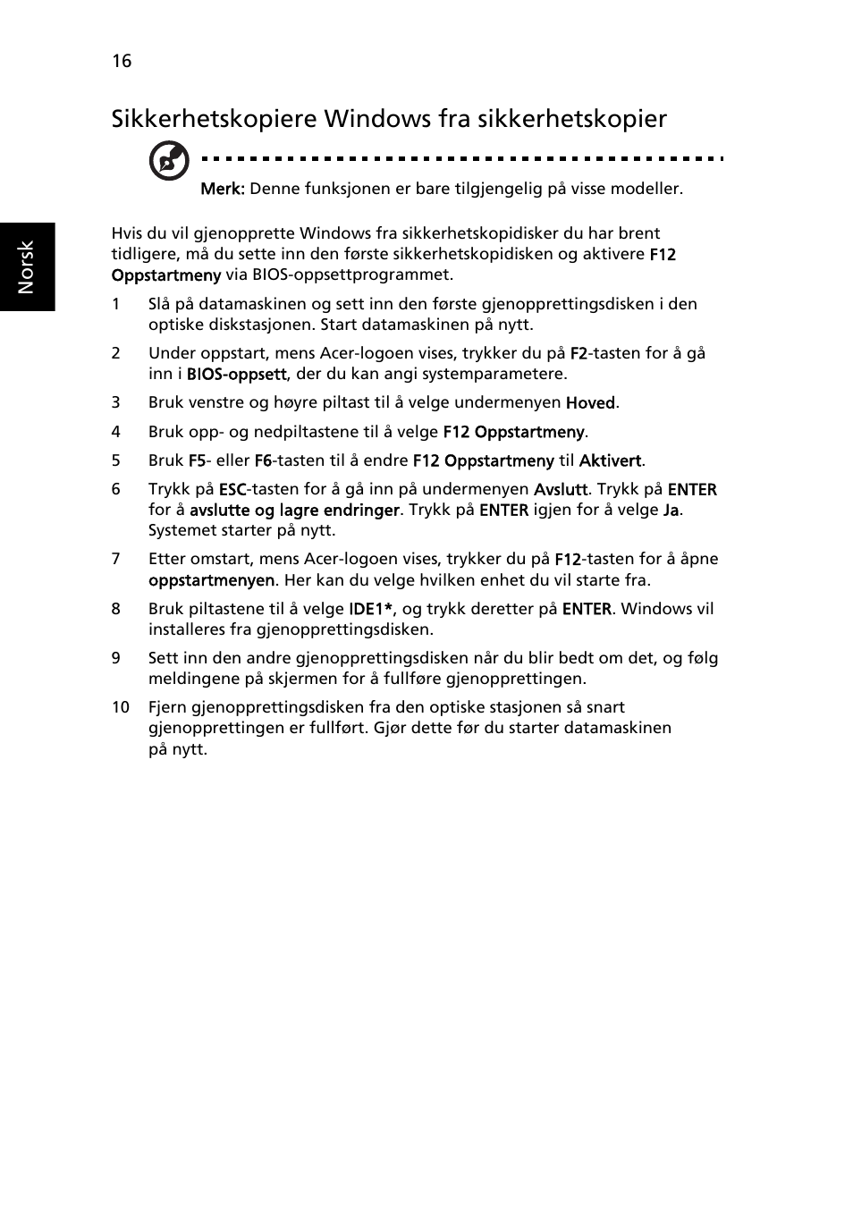 Sikkerhetskopiere windows fra sikkerhetskopier | Acer Aspire 5741ZG User Manual | Page 582 / 2345