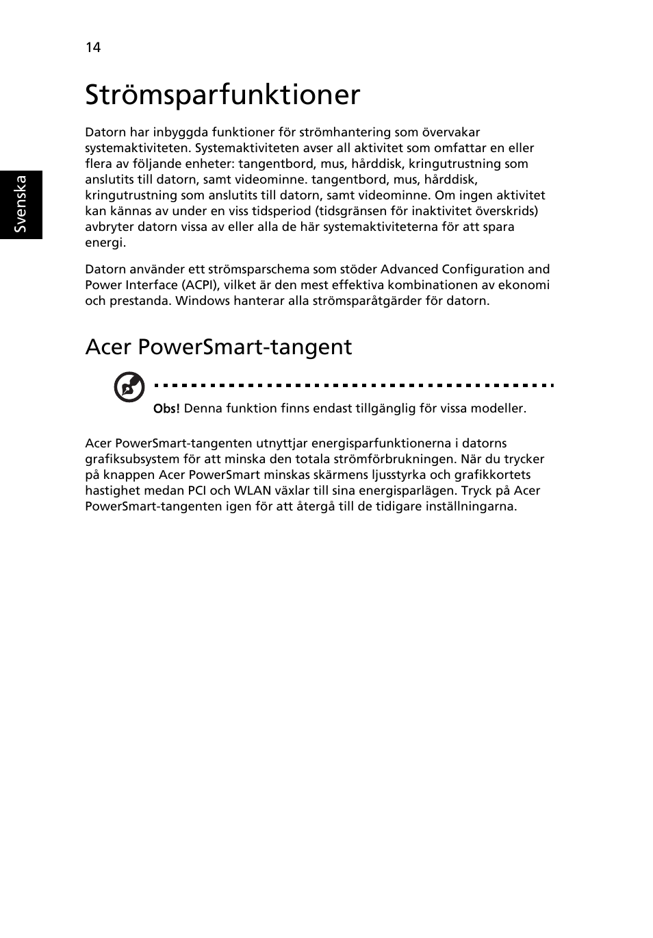 Strömsparfunktioner, Acer powersmart-tangent | Acer Aspire 5741ZG User Manual | Page 726 / 2345