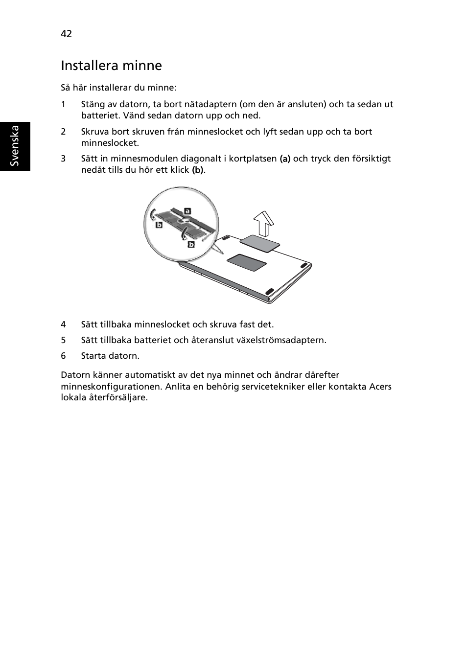 Installera minne | Acer Aspire 5741ZG User Manual | Page 754 / 2345