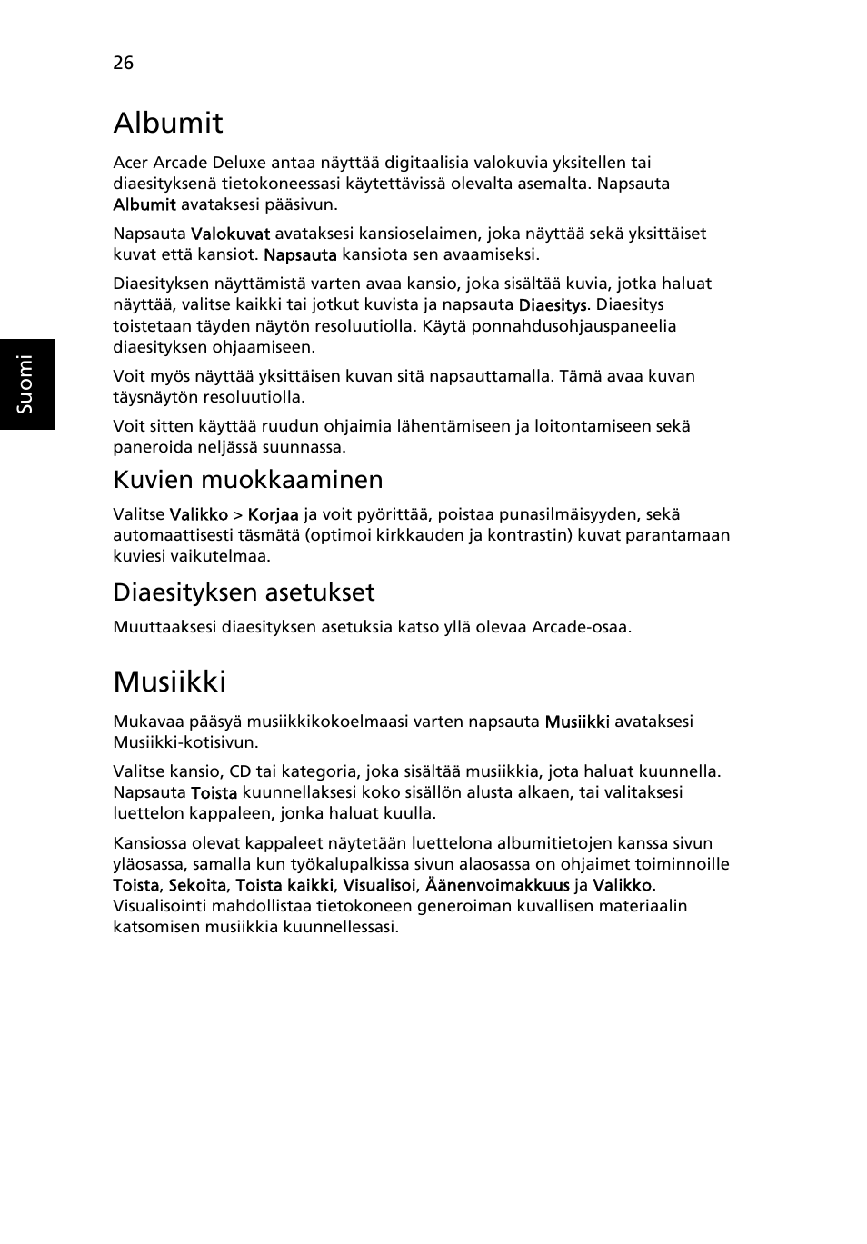 Albumit, Musiikki, Kuvien muokkaaminen | Diaesityksen asetukset | Acer Aspire 5741ZG User Manual | Page 812 / 2345