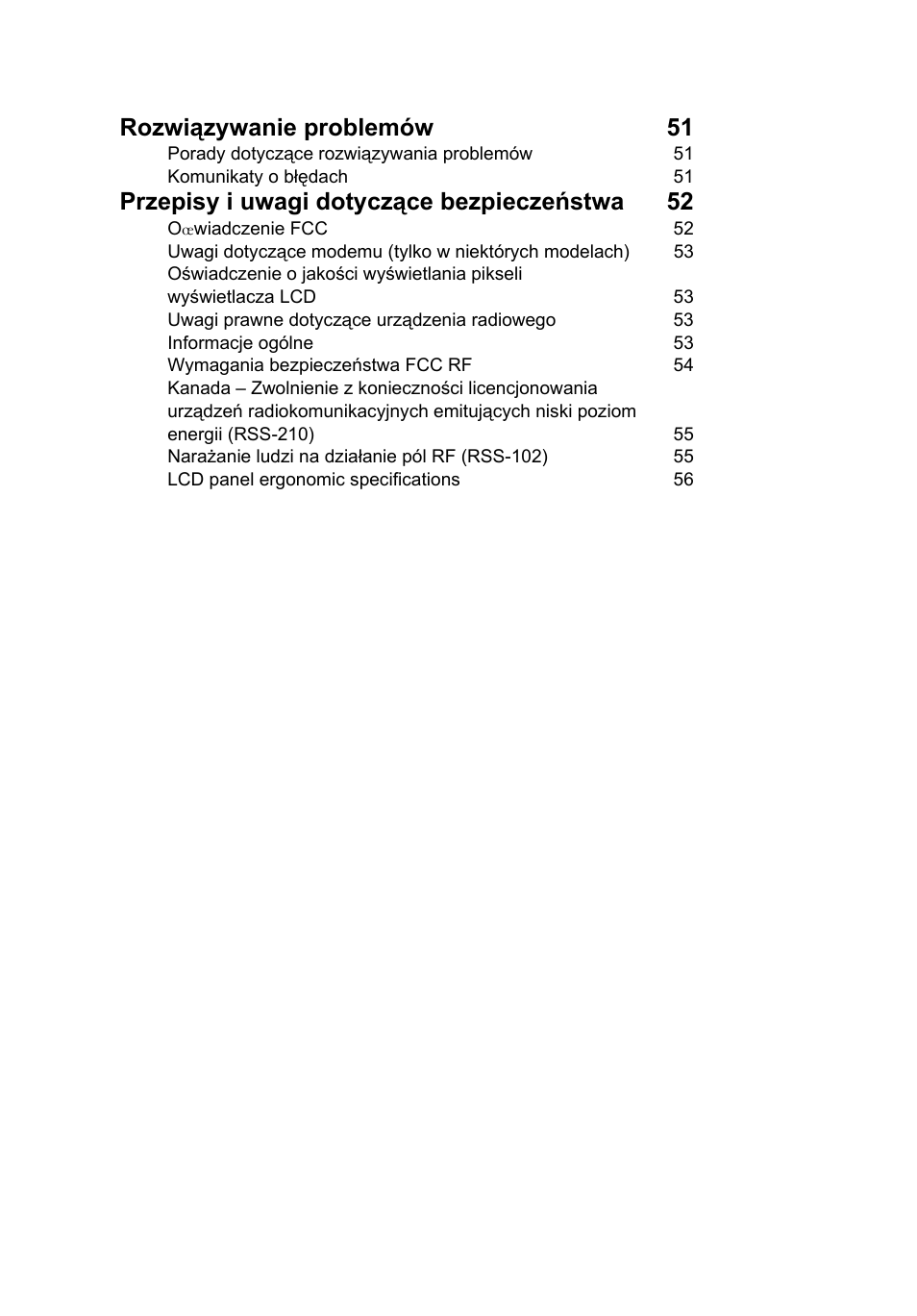 Rozwiązywanie problemów 51, Przepisy i uwagi dotyczące bezpieczeństwa 52 | Acer Aspire 5741ZG User Manual | Page 942 / 2345