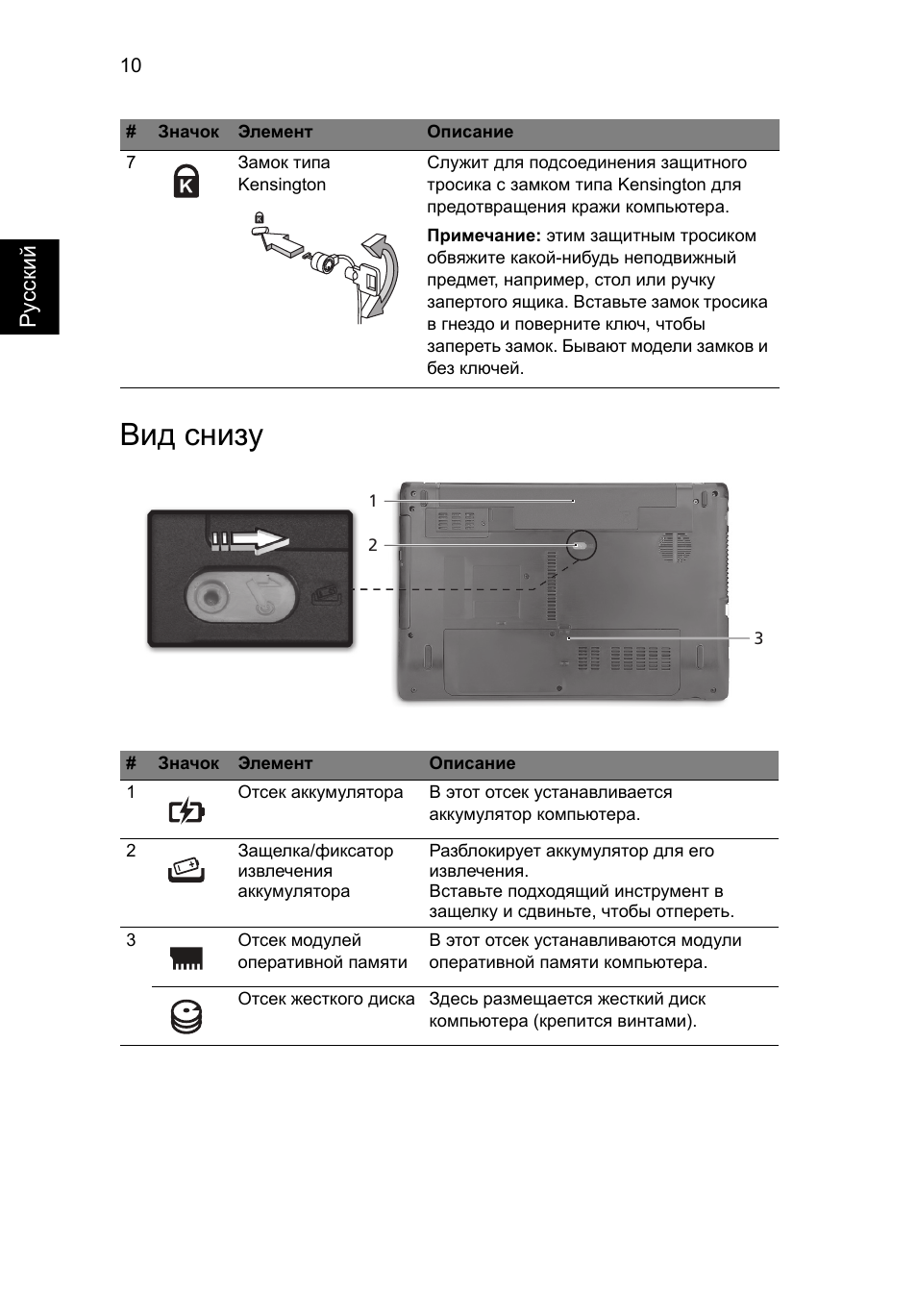Вид снизу | Acer Aspire 5750ZG User Manual | Page 126 / 320