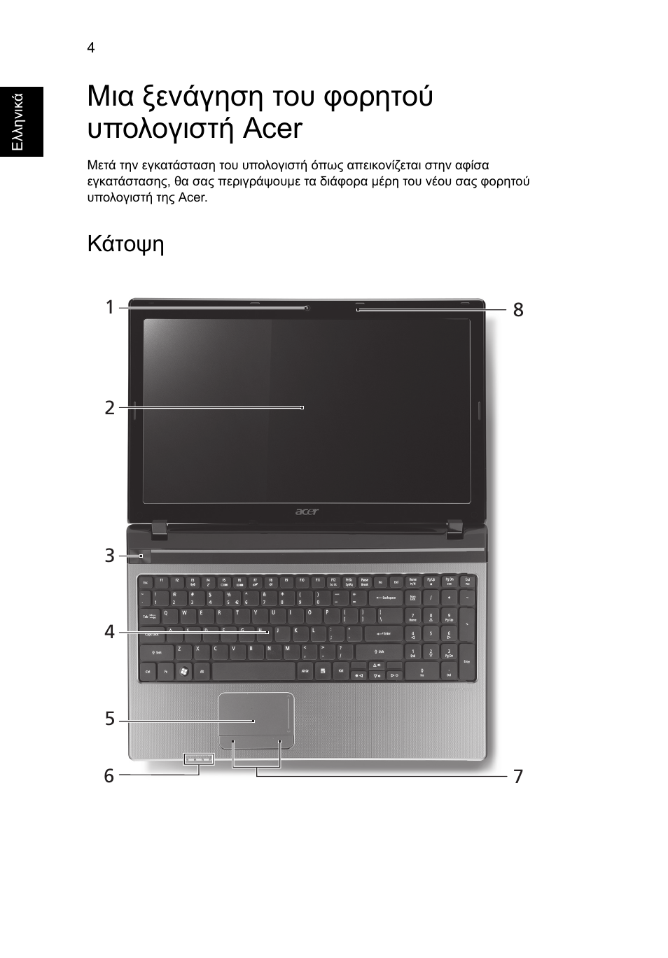 Μια ξενάγηση του φορητού υπολογιστή acer, Κάτοψη | Acer Aspire 5750ZG User Manual | Page 242 / 320