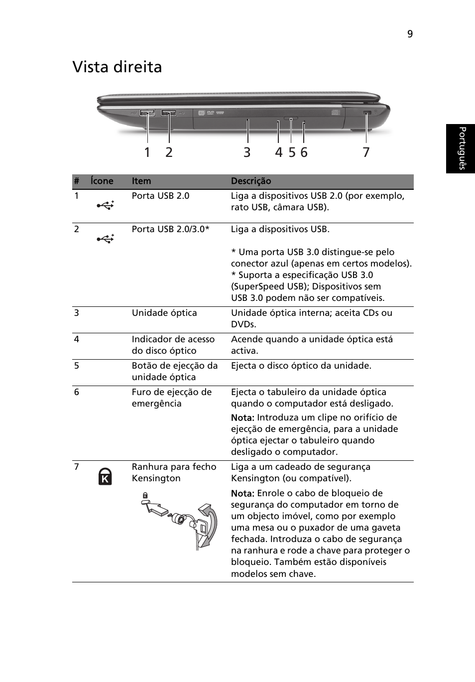 Vista direita | Acer Aspire 5750ZG User Manual | Page 65 / 320