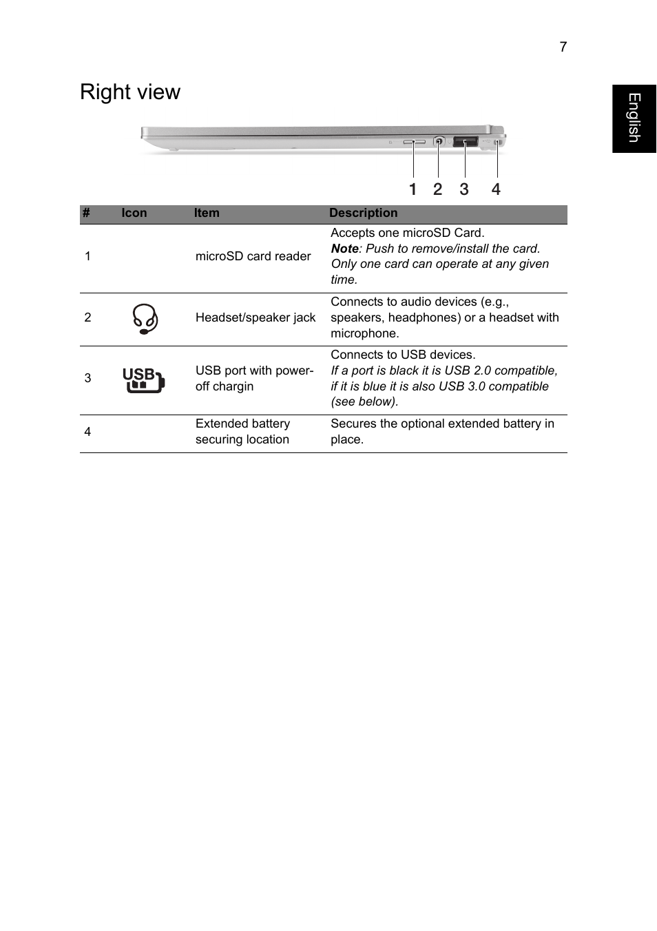 Right view | Acer Aspire S7-391 User Manual | Page 9 / 366