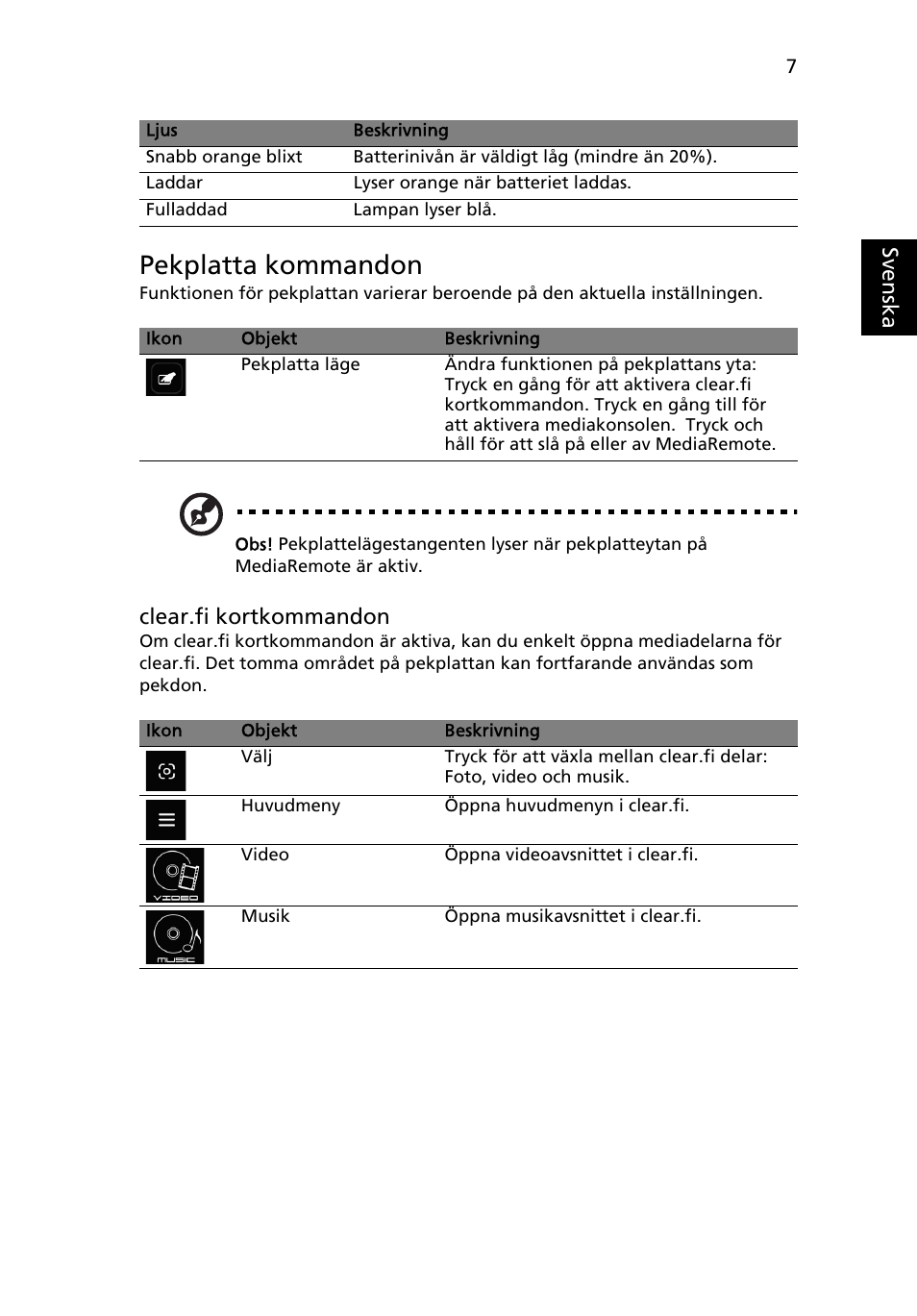 Pekplatta kommandon | Acer Aspire 5951G User Manual | Page 139 / 440