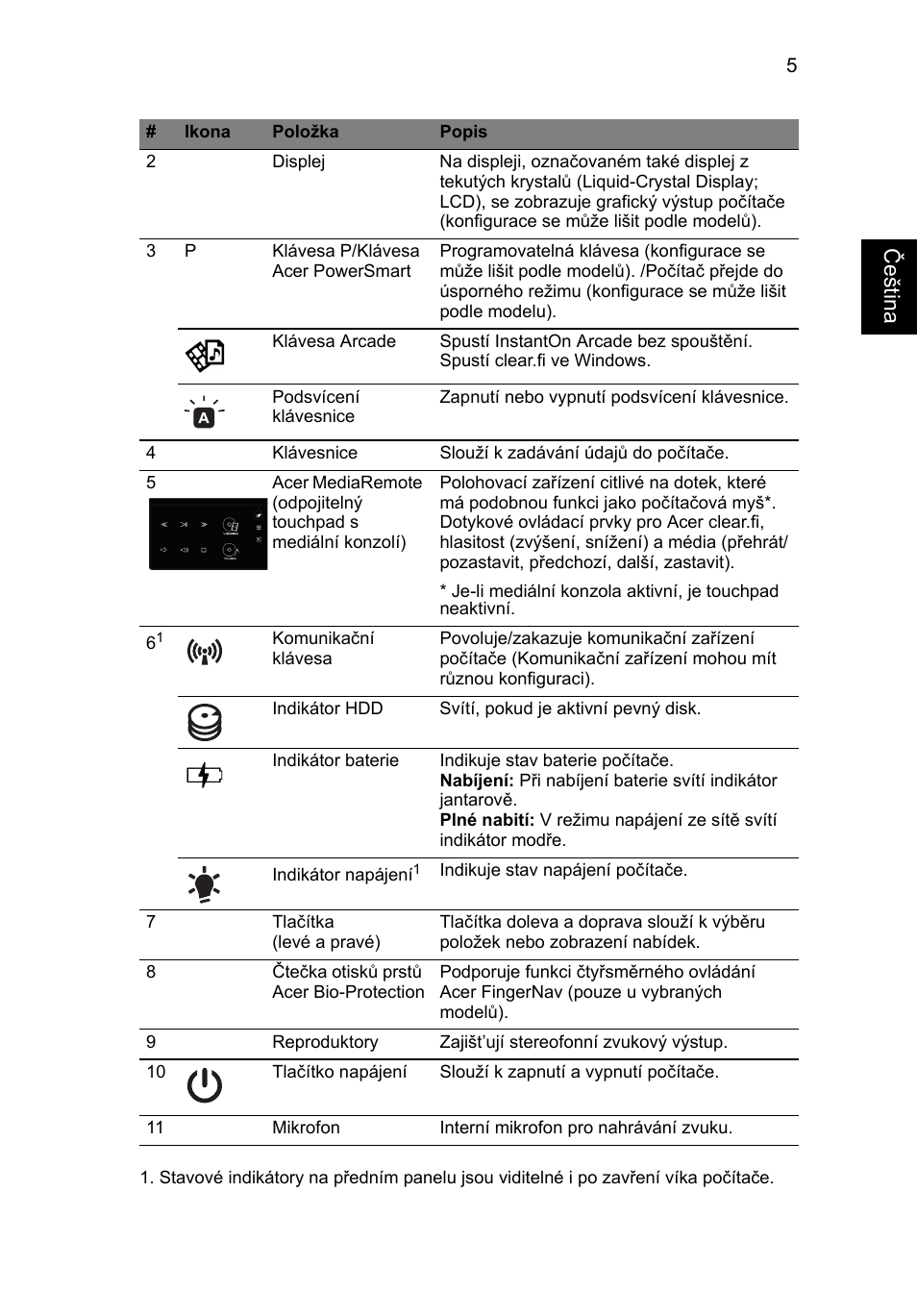 Češt ina | Acer Aspire 5951G User Manual | Page 209 / 440