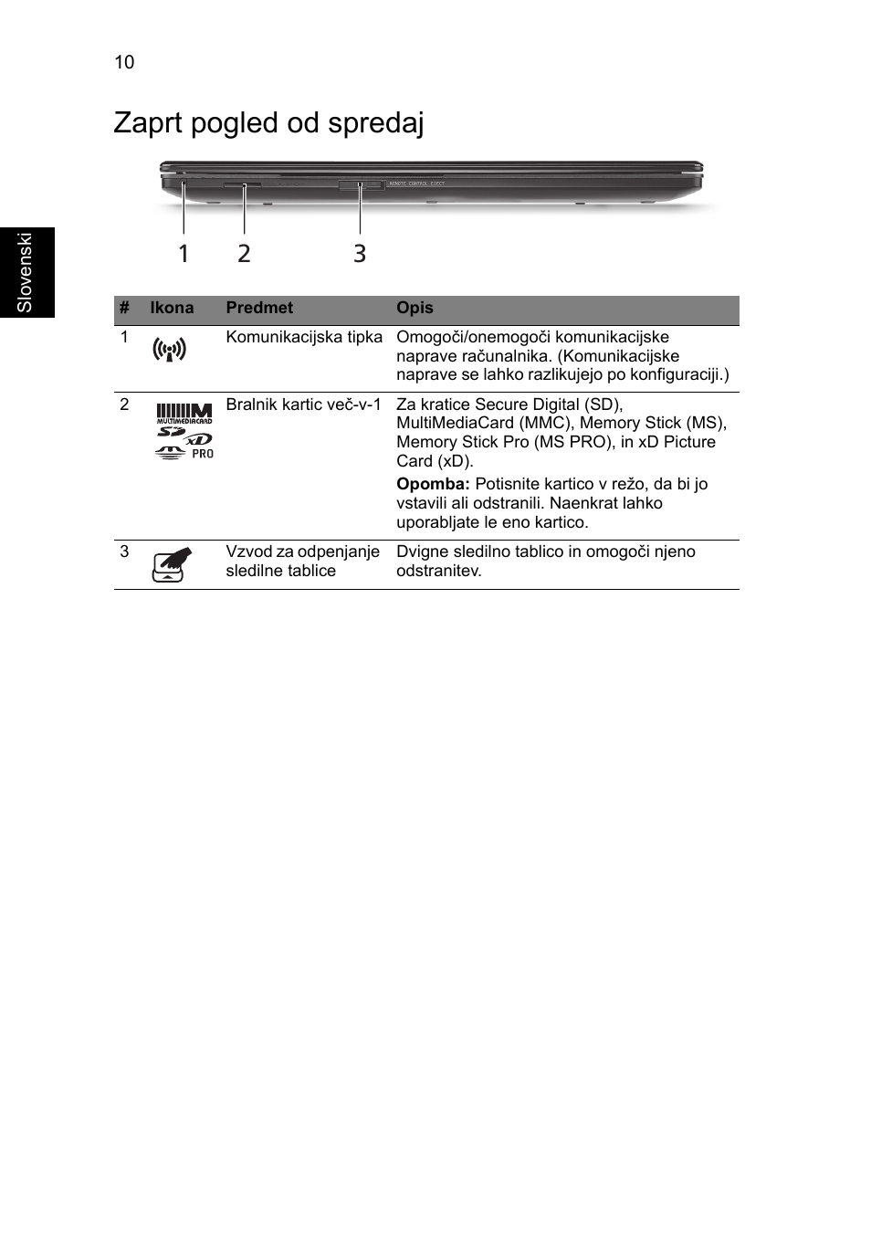 Zaprt pogled od spredaj | Acer Aspire 5951G User Manual | Page 242 / 440