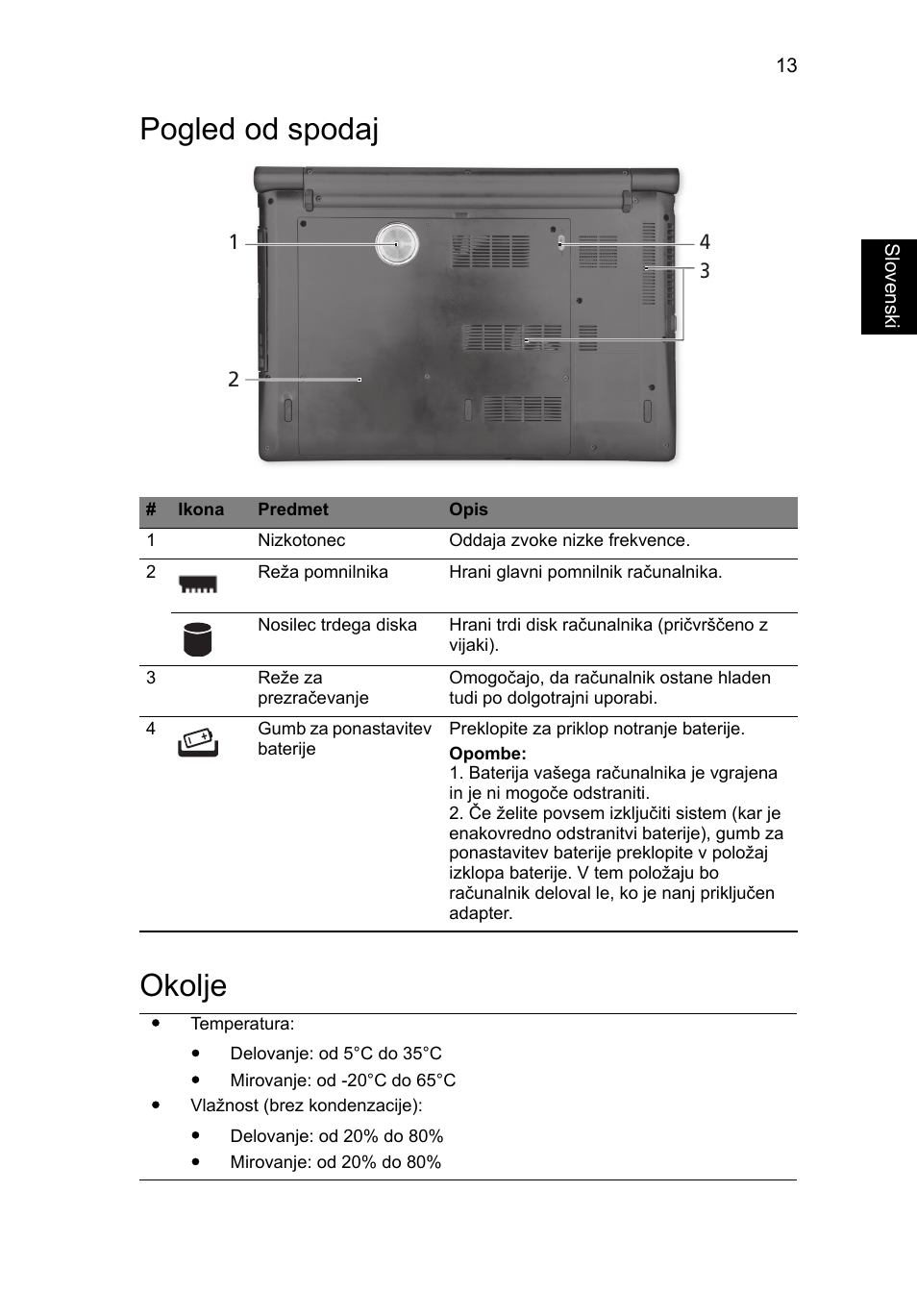 Pogled od spodaj, Okolje, Pogled od spodaj okolje | Acer Aspire 5951G User Manual | Page 245 / 440