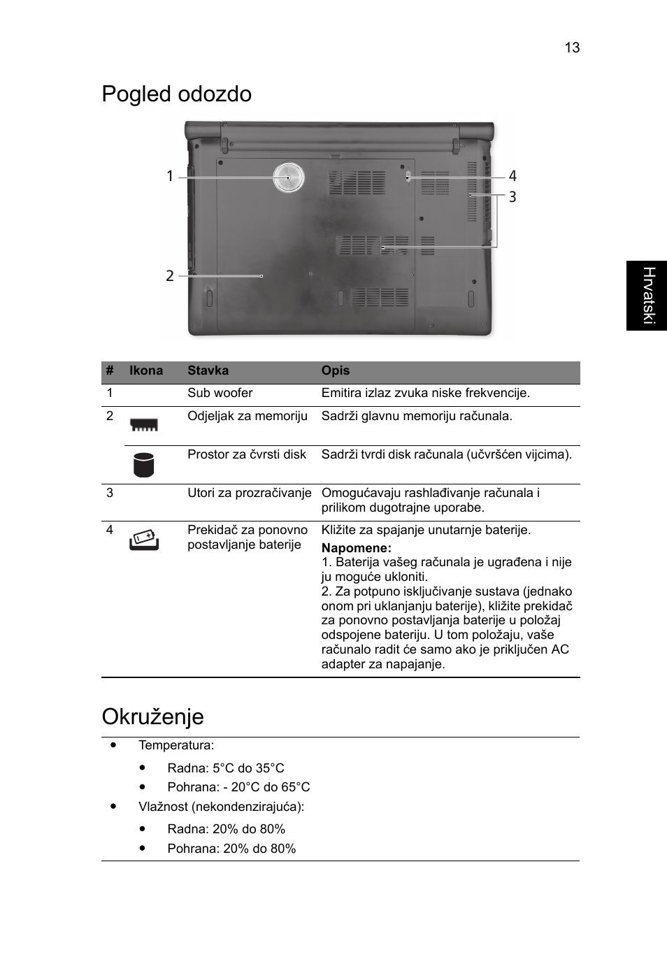 Pogled odozdo, Okruženje, Pogled odozdo okruženje | Acer Aspire 5951G User Manual | Page 259 / 440