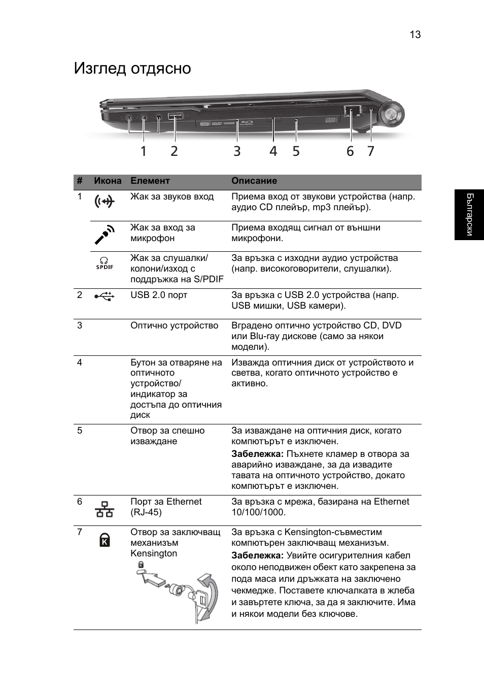 Изглед отдясно | Acer Aspire 5951G User Manual | Page 287 / 440