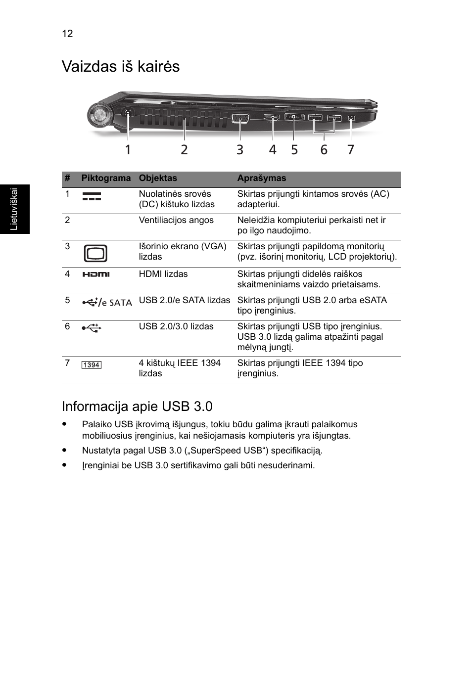 Vaizdas iš kairės, Informacija apie usb 3.0 | Acer Aspire 5951G User Manual | Page 328 / 440