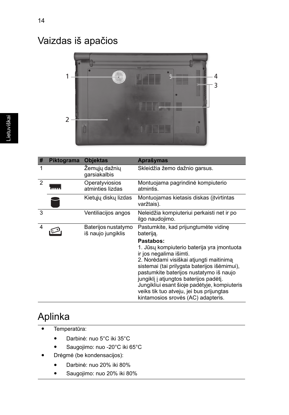 Vaizdas iš apačios, Aplinka, Vaizdas iš apačios aplinka | Acer Aspire 5951G User Manual | Page 330 / 440