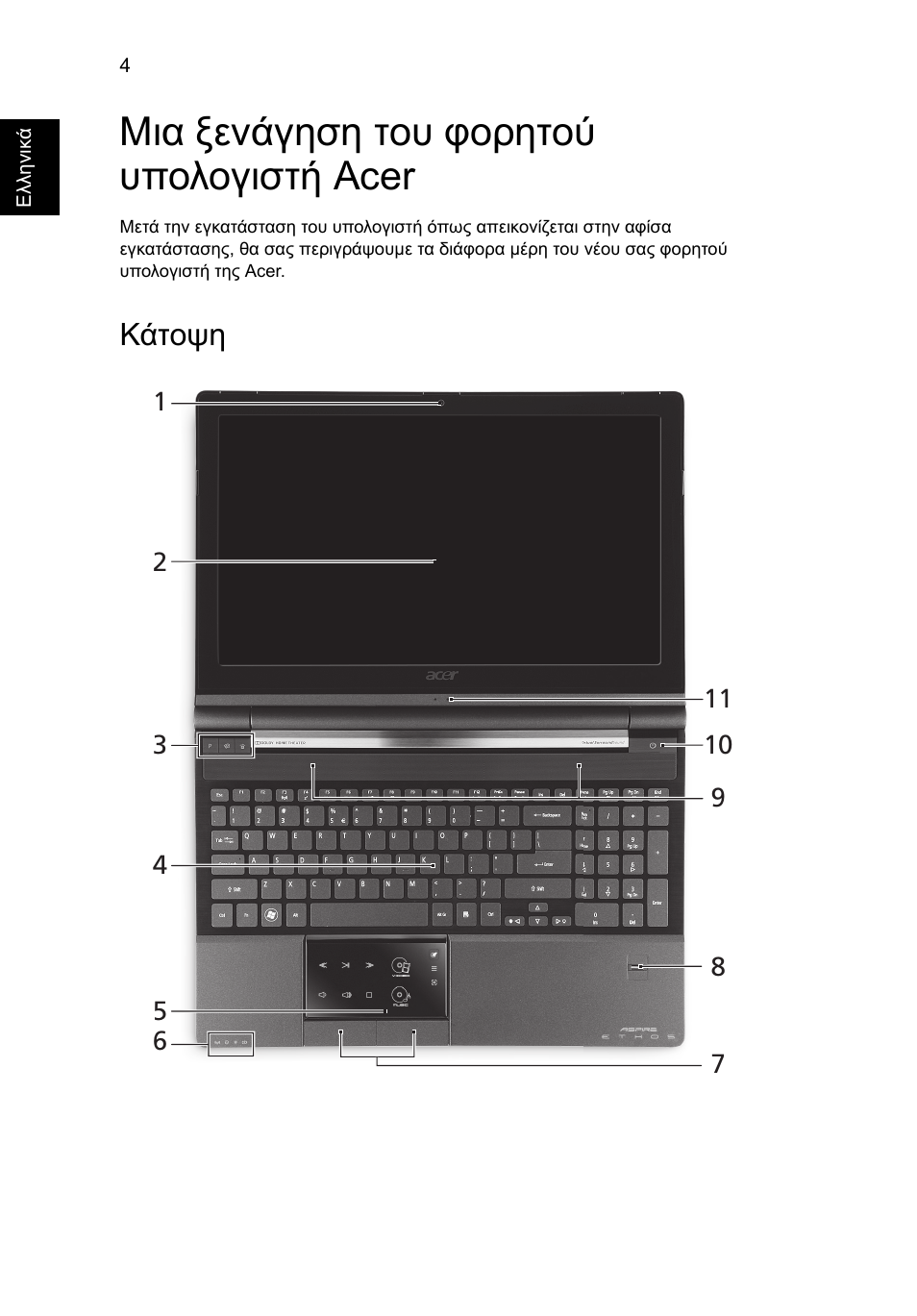 Μια ξενάγηση του φορητού υπολογιστή acer, Κάτοψη | Acer Aspire 5951G User Manual | Page 334 / 440