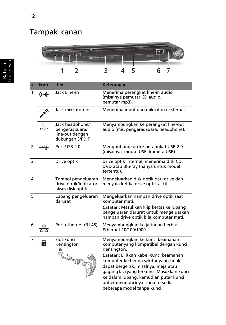 Tampak kanan | Acer Aspire 5951G User Manual | Page 424 / 440