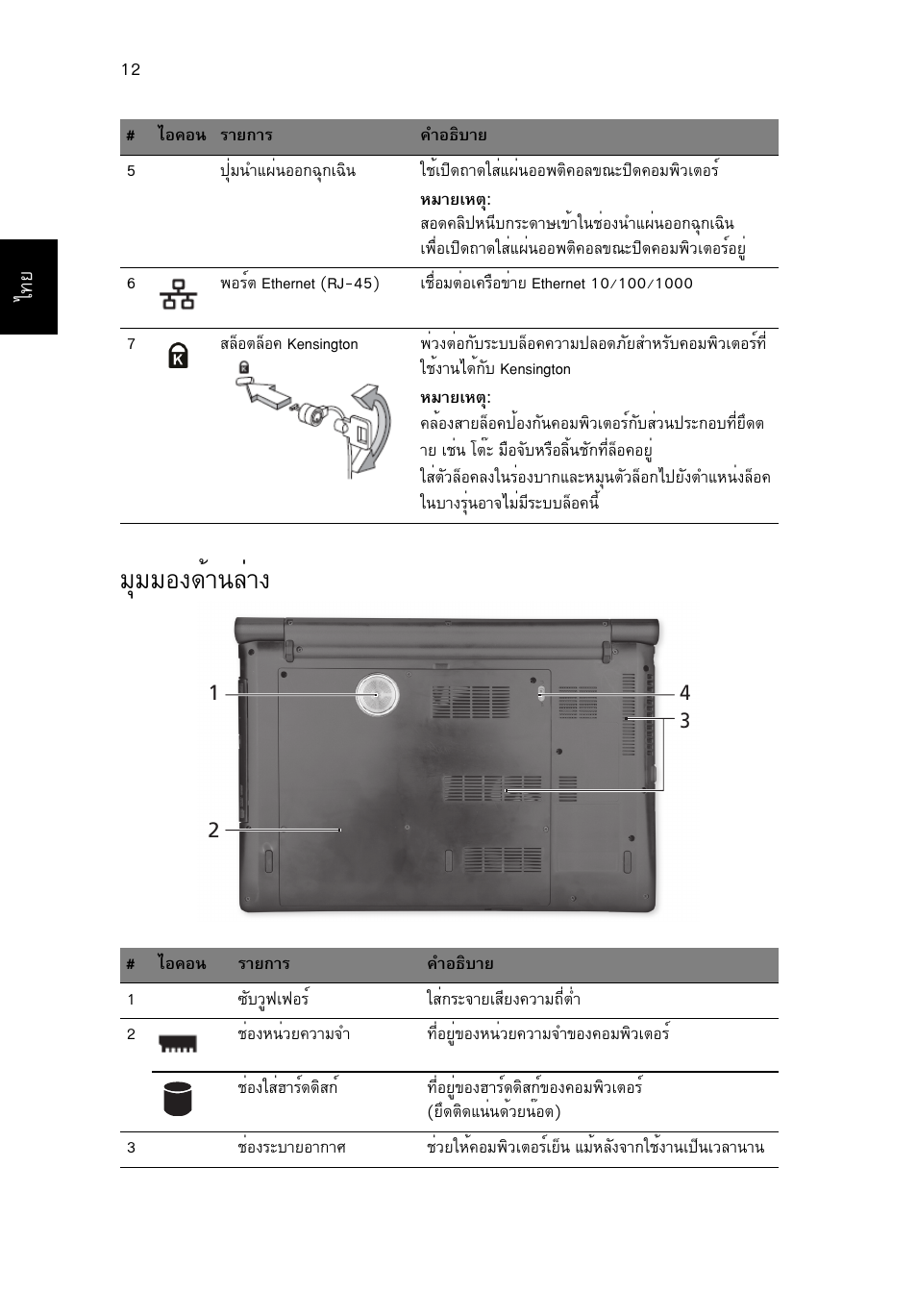 มุมมองด้านล่าง, Бшббн§´йт¹еит | Acer Aspire 5951G User Manual | Page 438 / 440