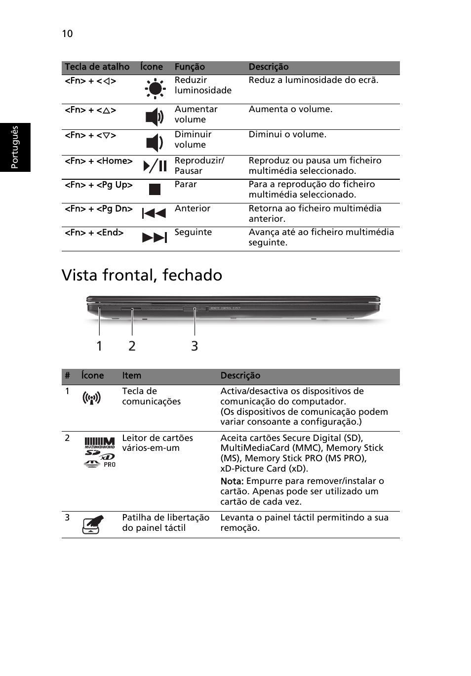 Vista frontal, fechado | Acer Aspire 5951G User Manual | Page 86 / 440