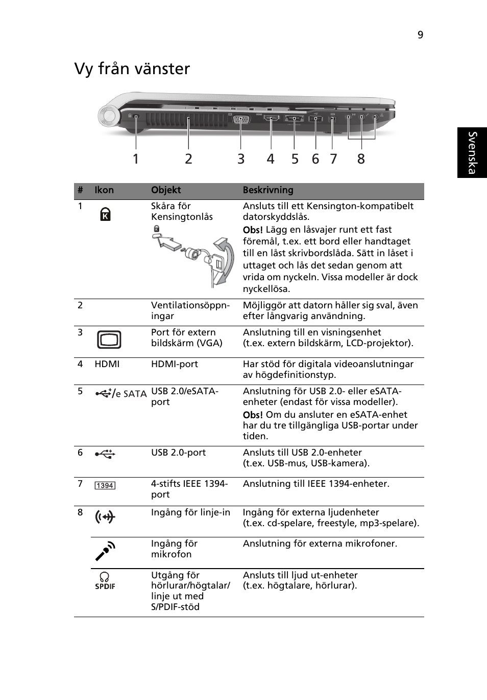 Vy från vänster | Acer Aspire 8943G User Manual | Page 119 / 370