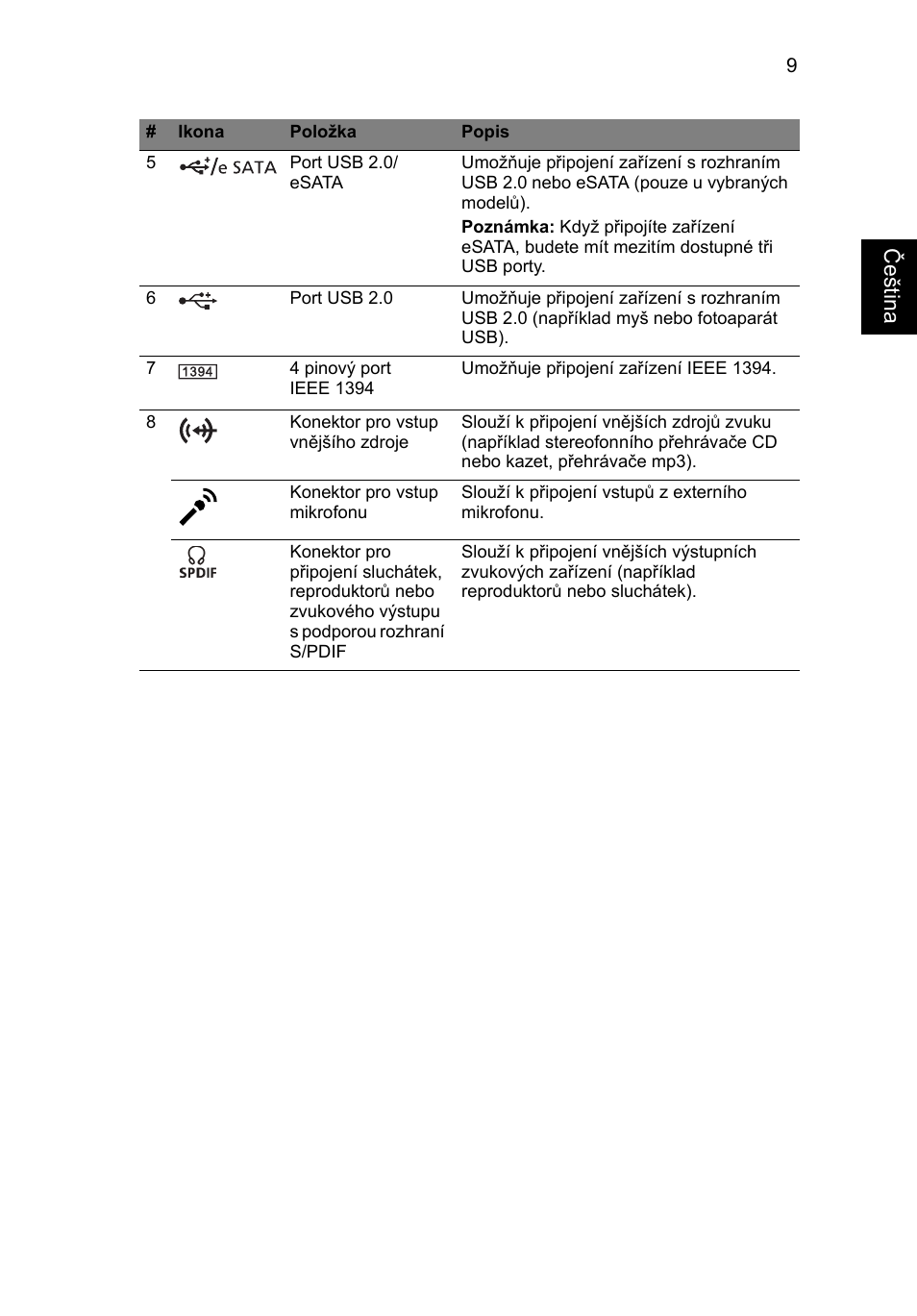 Češt ina | Acer Aspire 8943G User Manual | Page 179 / 370