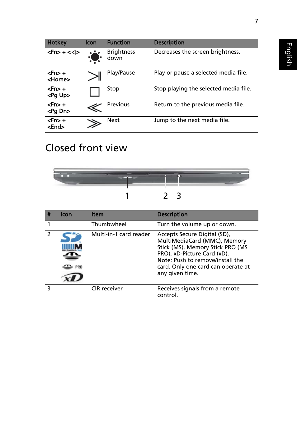 Closed front view | Acer Aspire 8943G User Manual | Page 9 / 370
