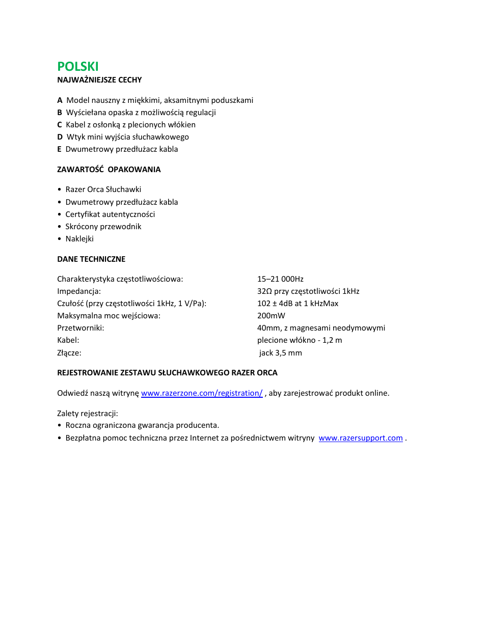 Рolski | Razer Orca User Manual | Page 9 / 13