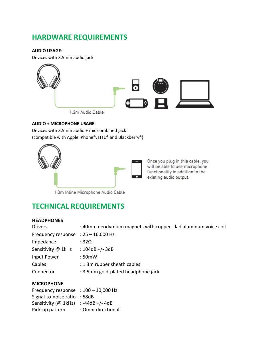 Hardware requirements, Technical requirements | Razer Electra User Manual | Page 2 / 14